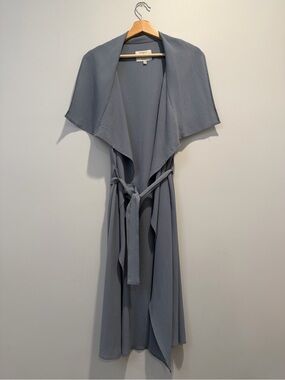 iris Light Slate Blue Draped Open Front Vest